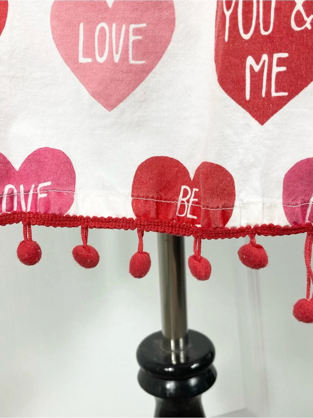 SUR LA TABLE Apron Red Love Heart Pom Pom Trim
